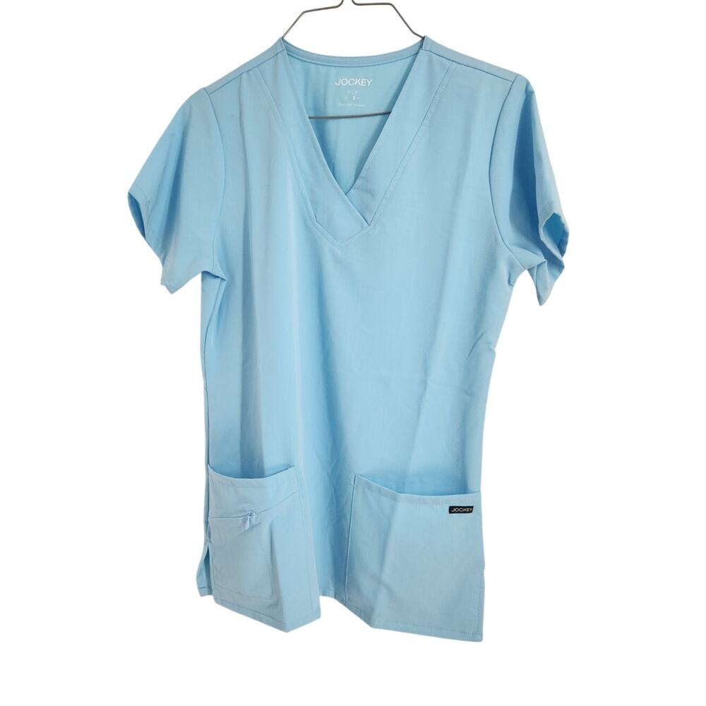 Jockey Blue Glow Short Sleeve V-Neck Scrub Top Womens Size Small S *NWT